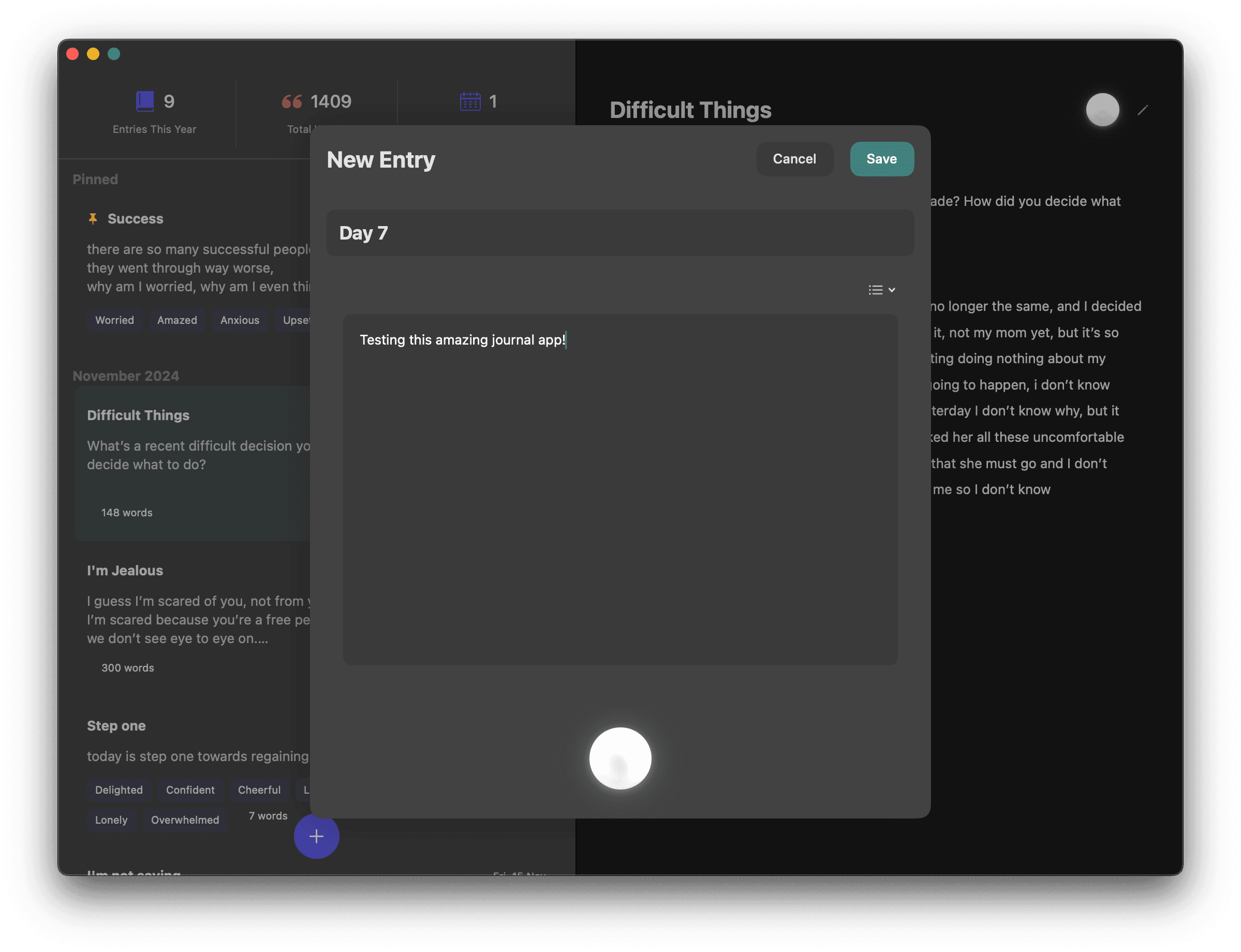 Journal App Interface