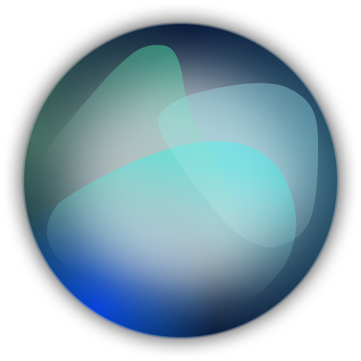 J.O.Y's icon, a glassy blue and green orb